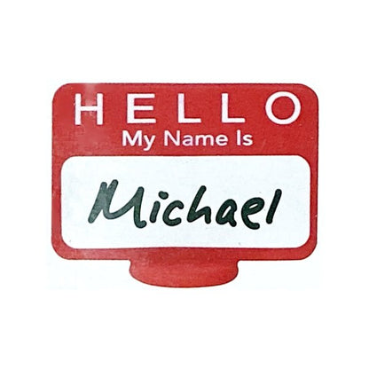 Hello My Name Is Reusable Write - On Guest Name Tag Place Card with Stand - Red (2.5" x 1.8") Durable Silicone Material - Dollar Fanatic