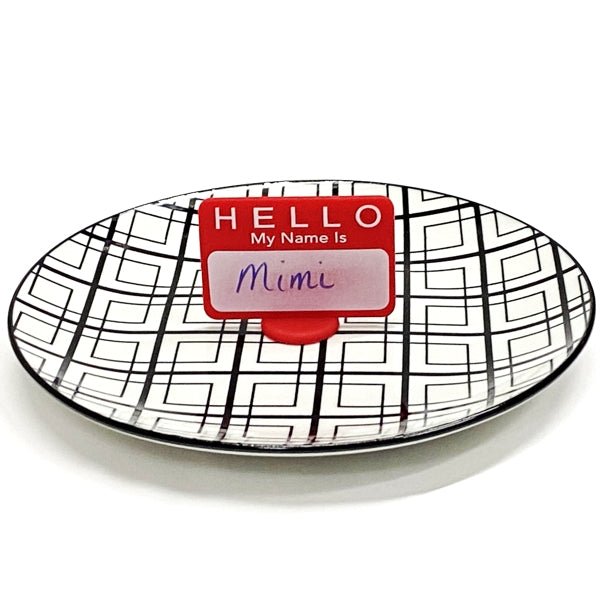 Hello My Name Is Reusable Write - On Guest Name Tag Place Card with Stand - Red (2.5" x 1.8") Durable Silicone Material - Dollar Fanatic