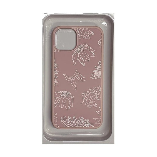 HeyDay iPhone 13 Antimicrobial Hard Shell Protective Phone Case - Gold Floral/Warm Mauve (For iPhone 13) - Dollar Fanatic