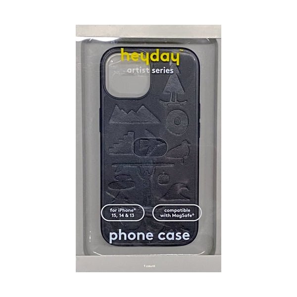 HeyDay iPhone 15 Hard Shell Protective Phone Case with Antimicrobial Protection - Black/Embossed (Compatible Fit for iPhone 15, iPhone 14 or iPhone 13) - Dollar Fanatic