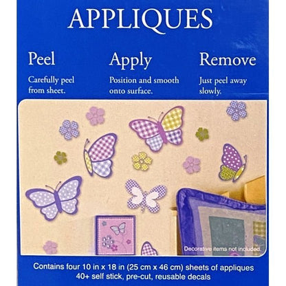 HomeTrends Butterflies and Flowers Decal Sticker Appliques (4 Sheets) Reusable 40+ Colorful Decal Stickers - Dollar Fanatic