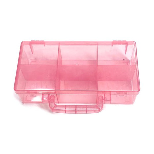 Horizon 6 - Compartment Snackle Storage Box with Lid and Handle - Transparent Pink (8" x 3.75" x 2") Food Safe, Perfect for On - the Go Snack Container - Dollar Fanatic