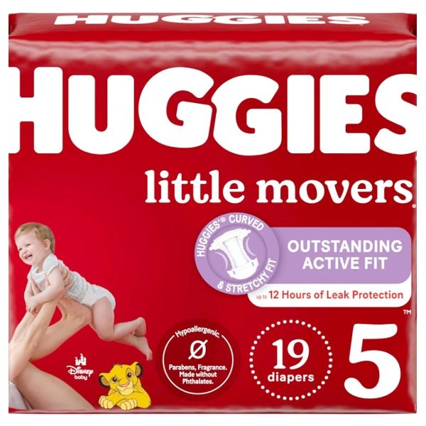 Huggies Little Movers Disposable Baby Diapers - Size 5/Over 27 lbs. (19 Pack) - Dollar Fanatic