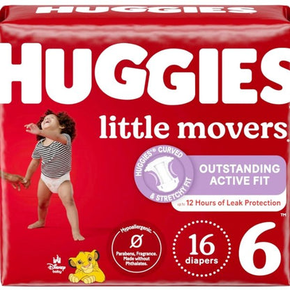 Huggies Little Movers Disposable Baby Diapers - Size 6/Over 35 lbs. (16 Pack) - Dollar Fanatic