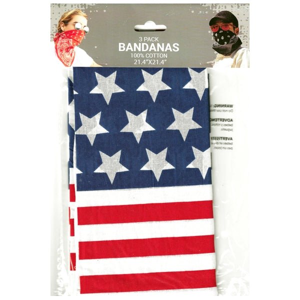 In Motion Patriotic USA Stars and Stripes Bandana Neckerchief (3 Pack) - $5 Outlet