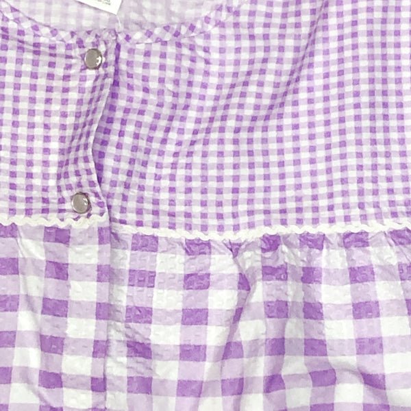 Lati Fashion Womens Night Shirt Sleepwear with Front Pockets - Lavender Gingham Check (Size 2XL) - DollarFanatic.com