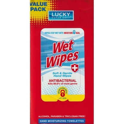 Lucky Antibacterial Wet Wipes (60 Pack) Kills 99.9% of most germs - Dollar Fanatic