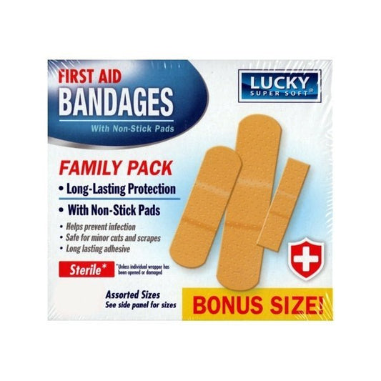 Lucky Assorted Size Plastic Adhesive Bandages (90 Pack) - Dollar Fanatic