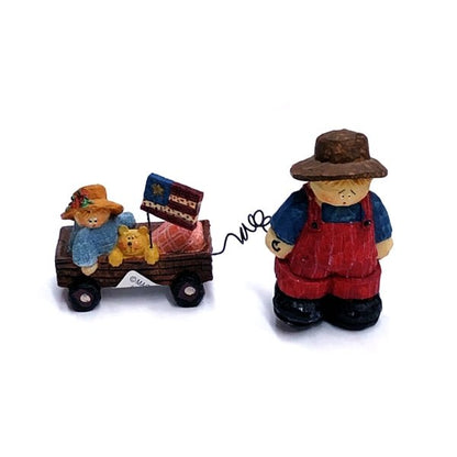 Magic Creations Americana Farmer Parade Wagon Ride Figurine Set (2 - Piece Set) - Dollar Fanatic