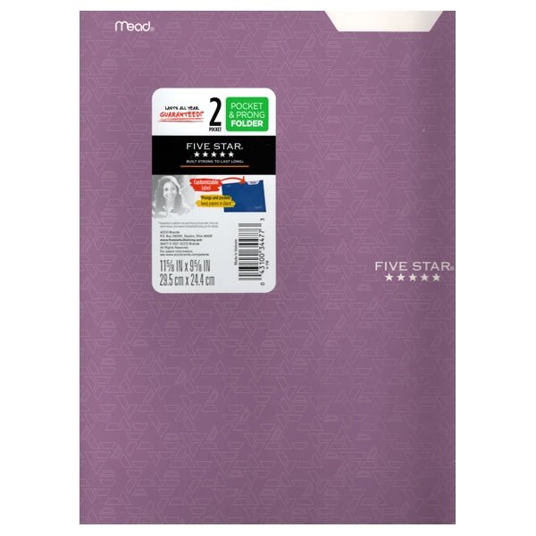 Mead 2-Pocket Prong Portfolio Folder with Label Area (Select Color) Durable Cardstock - Dollar Fanatic