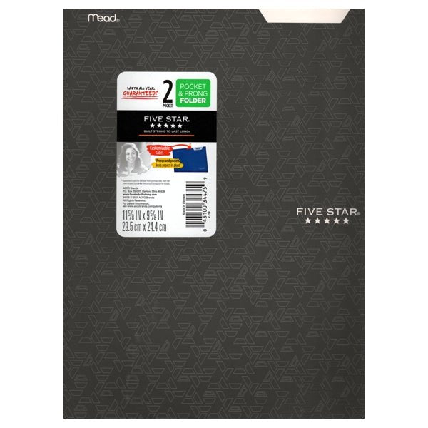 Mead 2-Pocket Prong Portfolio Folder with Label Area (Select Color) Durable Cardstock - Dollar Fanatic