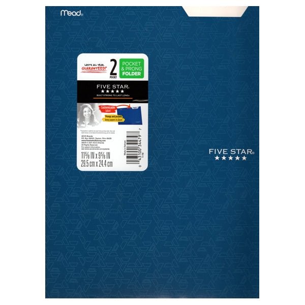 Mead 2-Pocket Prong Portfolio Folder with Label Area (Select Color) Durable Cardstock - Dollar Fanatic