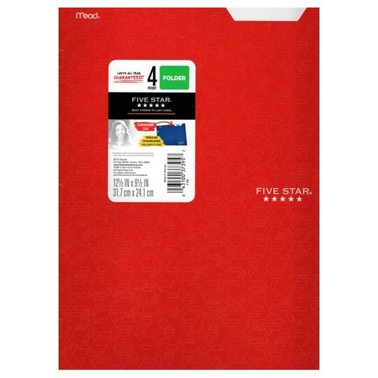 Mead 4-Pocket Portfolio Folder with Label Area (Select Color) Durable Cardstock - Dollar Fanatic