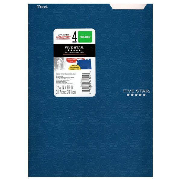 Mead 4-Pocket Portfolio Folder with Label Area (Select Color) Durable Cardstock - Dollar Fanatic