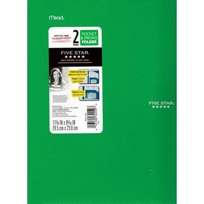 Mead Five Star 2 - Pocket Prong Plastic Portfolio Folder (Select Color) - Dollar Fanatic