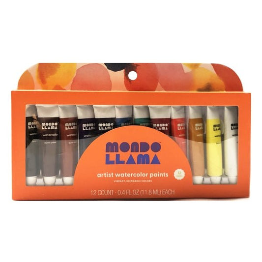 Mondo Llama Artist Watercolor Paint Tubes - Blendable Colors (12 Pack) - Dollar Fanatic