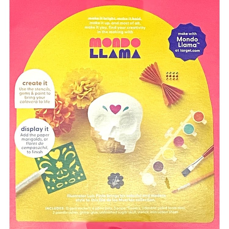 Mondo Llama Calavera Skull Art Craft Kit (Includes Paint pods, Paint brushes, Unfinished Skull and Craft Accessories) - Dollar Fanatic