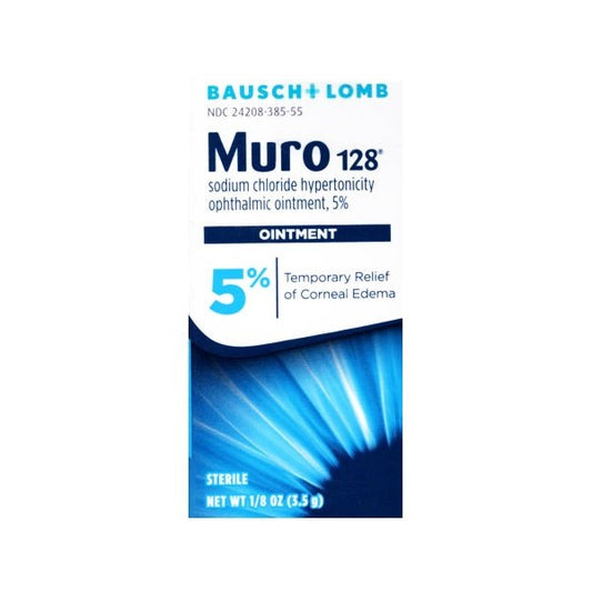 Muro 128 Sodium Chloride Hypertonicity Ophthalmic Ointment - 5% (Net Wt. 0.125 oz.) Temporary Relief of Corneal Edema - Dollar Fanatic