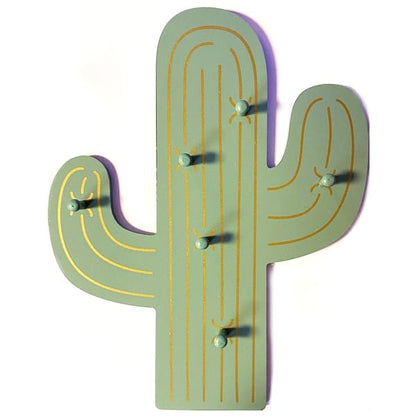 Newclassic Cactus Novelty Peg Rack Wall Decor - Green/Gold (11.5" x 14.5") Ready - to - Hang - Dollar Fanatic