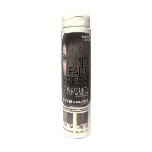 No Fade Fresh Color Depositing Conditioner with BondHeal Repair - Natural Brown (Net 6.4 fl. oz.) 100% Vegan, Made in USA - Dollar Fanatic