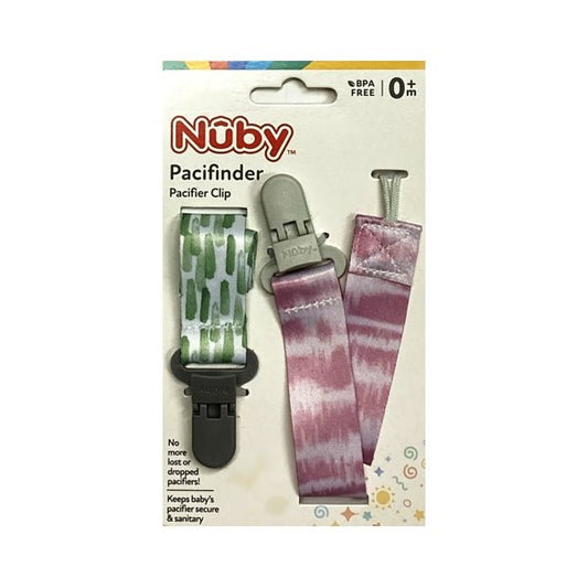 Nuby Pacifinder Pacifier Clip - Green/Pink (2 Pack) BPA Free, Keeps Pacifier Secure and Sanitary - Dollar Fanatic