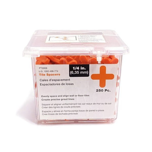 One World 1/4" Tile Spacers - Orange (250 Pack) Evenly Space and Align Tiles for Precise Grout Lines - Dollar Fanatic