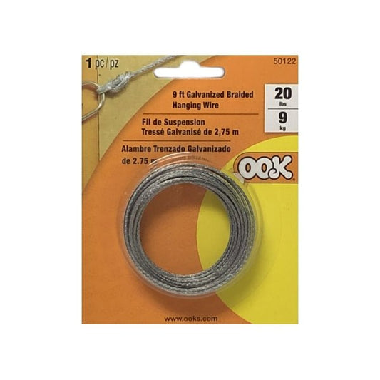 Ook Galvanized Braided Hanging Wire 20 lbs. - 50122 (9 ft.) - Dollar Fanatic