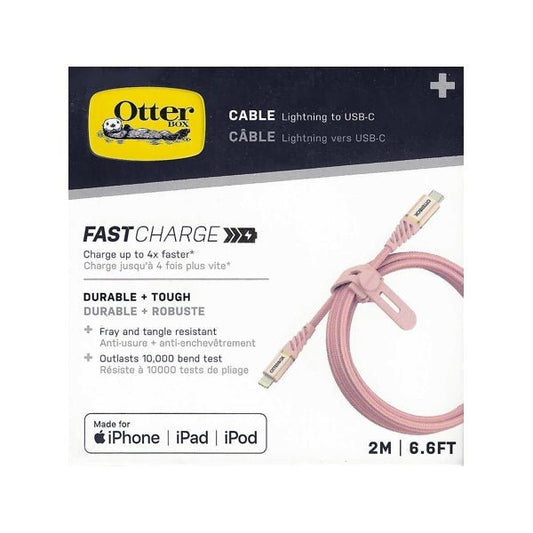 OtterBox Lightning to USB - C Fast Charge Charging Cable - Pink (6.6 ft.) - Dollar Fanatic