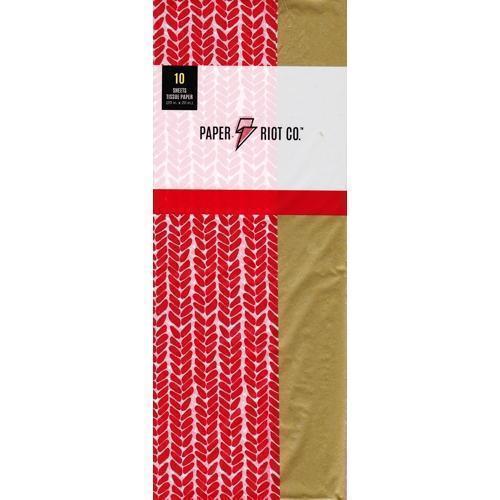 Paper Riot Red Herringbone/Gold Gift Wrap Tissue Paper Sheets (10 sheets) - Dollar Fanatic