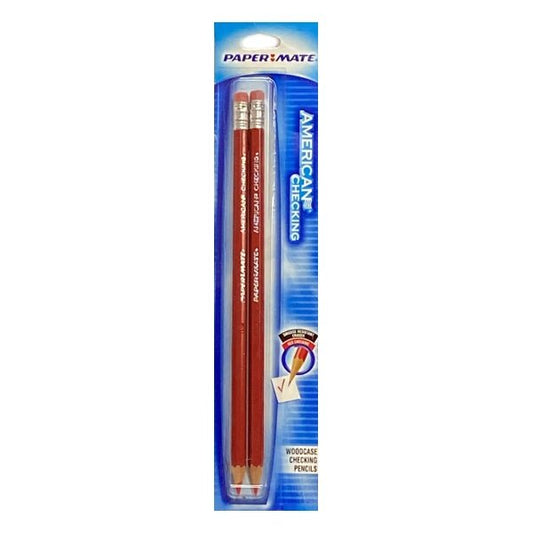 PaperMate Sharpened Red Checking Wood Pencils (2 Pack) Made in USA - Dollar Fanatic