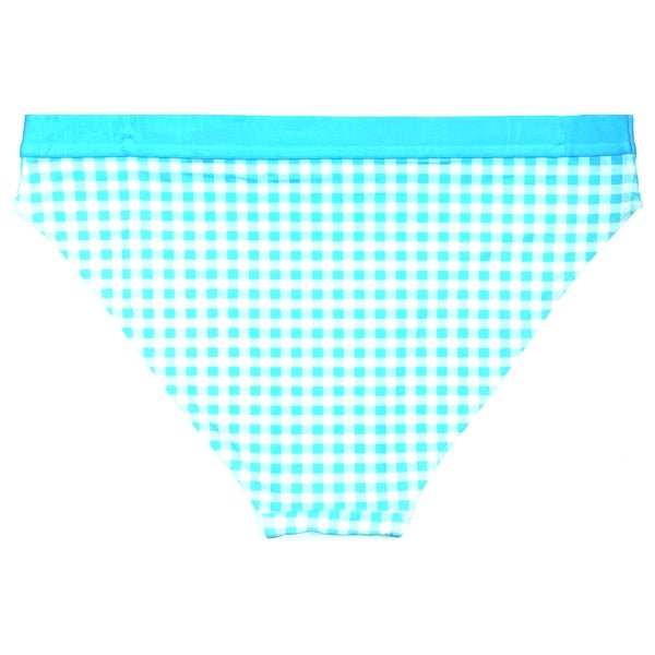 Parade Mid - Rise Mesh Bikini Brief Underwear - Aqua Blue Gingham (Size Small) - Dollar Fanatic