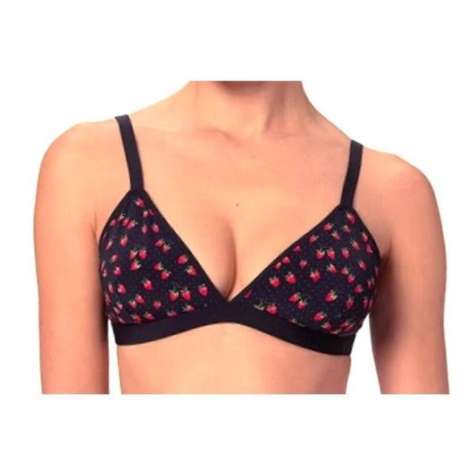 Parade Triangle Cut Bra/Bralette with Adjustable Straps - Black/Strawberry Print (Select Size) - Dollar Fanatic