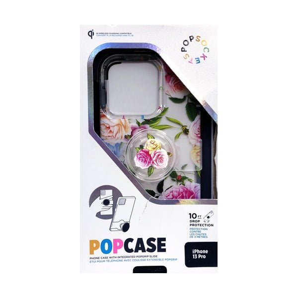 PopSocket iPhone 13 Pro PopCase Protective Phone Case with Integrated PopGrip Slide - Clear Vintage Floral (Fits iPhone 13 Pro) - Dollar Fanatic