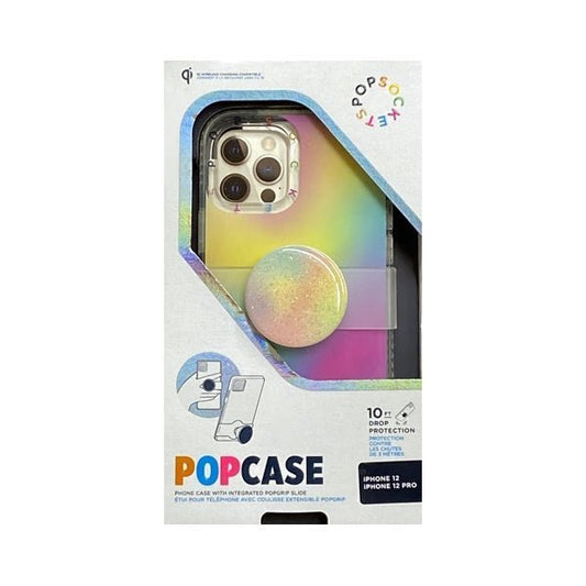 PopSockets iPhone 12/12 Pro PopCase Protective Phone Case with Integrated PopGrip Slide - Abstract Rainbow Glitter (Fits iPhone 12/12 Pro) - Dollar Fanatic