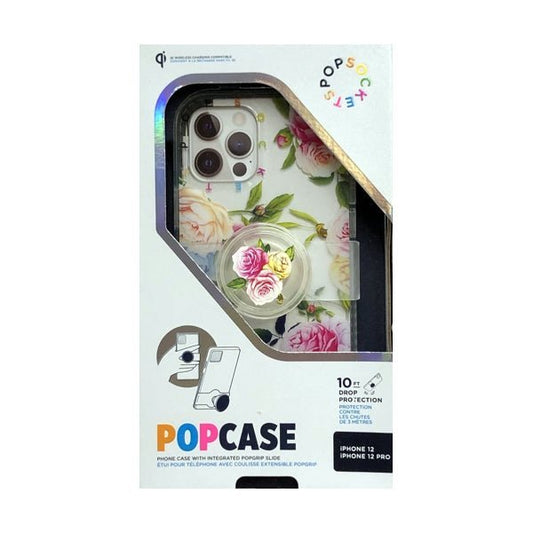 PopSockets iPhone 12/12 Pro PopCase Protective Phone Case with Integrated PopGrip Slide - Clear Vintage Floral (Fits iPhone 12 and iPhone 12 Pro) - Dollar Fanatic