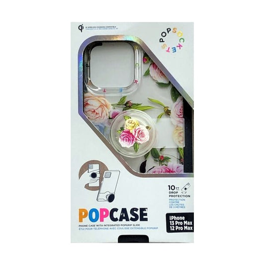 PopSockets iPhone 13 Pro Max PopCase Protective Phone Case with Integrated PopGrip Slide - Clear Vintage Floral (Fits iPhone 13 Pro Max and iPhone 12 Pro Max) - Dollar Fanatic