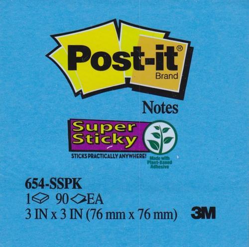 Post-it 3'' x 3'' Bright Color Super Sticky Note Pad 90 Sheets (Colors Vary) - DollarFanatic.com