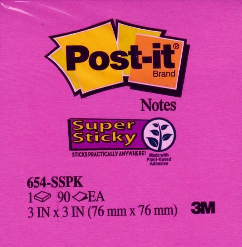 Post-it 3'' x 3'' Bright Color Super Sticky Note Pad 90 Sheets (Colors Vary) - DollarFanatic.com