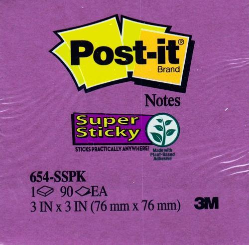 Post-it 3'' x 3'' Bright Color Super Sticky Note Pad 90 Sheets (Colors Vary) - DollarFanatic.com