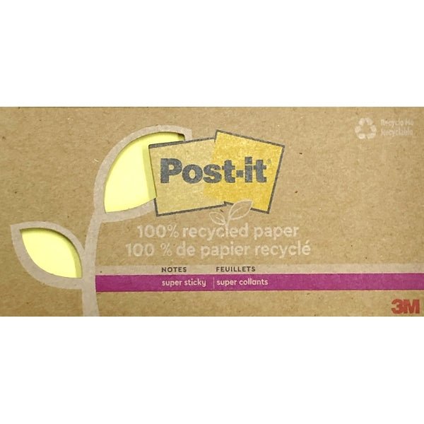 Post-it 3'' x 3'' Super Sticky Note Pads - 70 Sheets (12 Pack) 100% Recycled Paper - $5 Outlet