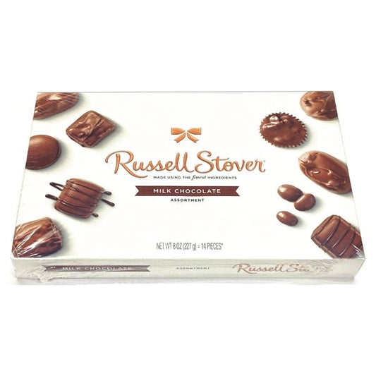 Russell Stover Chocolates Gift Box - Milk Chocolate Assortment (Net Wt. 8 oz.) Includes Delicious Nuts, Caramels, and Creams - Dollar Fanatic