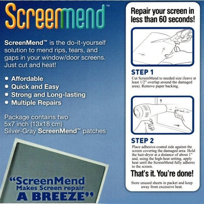 ScreenMend Window/Door Screen Repair Patches - Charcoal (2 Pack) Fix Screens in Less than a Minute - Dollar Fanatic