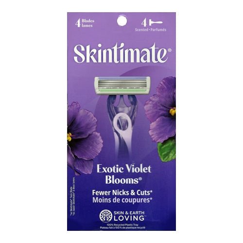 Skintimate Exotic Violet Blooms Scented 4-Blade Disposable Razors (4 Count) - DollarFanatic.com