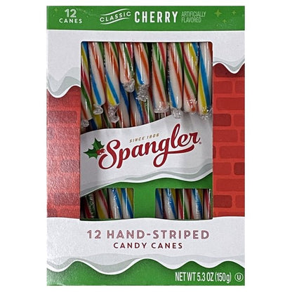 Spangler Cherry Striped Candy Canes - Red/White/Green (12 Count) - Dollar Fanatic