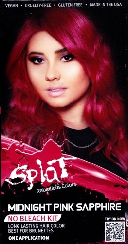 Splat Rebellious Colors Complete Hair Color Kit (Midnight Pink Sapphire) Long Lasting Color, Vegan Formula, Made in USA - Dollar Fanatic