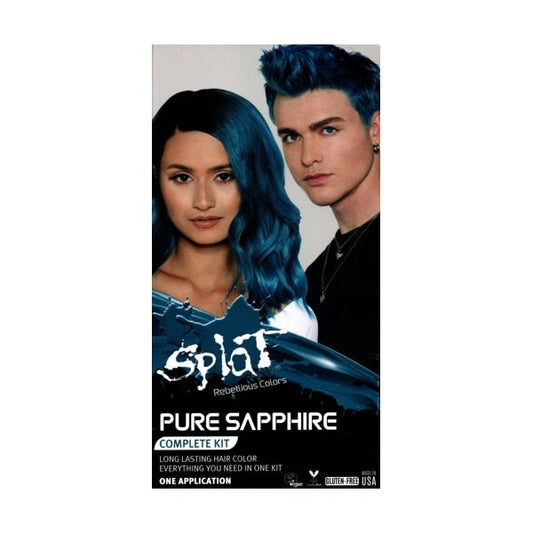 Splat Rebellious Colors Complete Hair Color Kit - Pure Sapphire (4 - Piece Kit) Vegan, Long Lasting Color - Dollar Fanatic