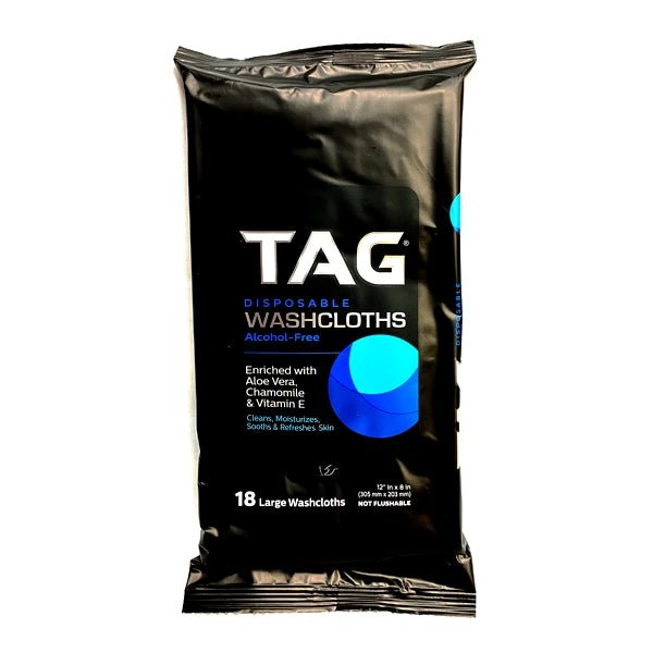 TAG Disposable Alcohol-Free Washcloths (18 Pre-moistened Large Wipes) Enriched with Aloe, Chamomile & Vitamin E - Dollar Fanatic