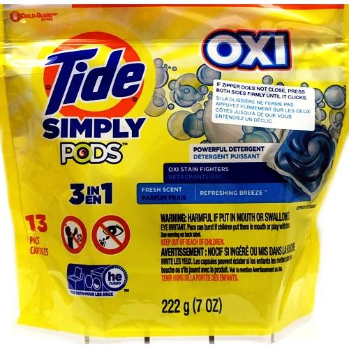 Tide Simply 3-in-1 Laundry Detergent Pods (13 Pack) Refreshing Breeze - Dollar Fanatic