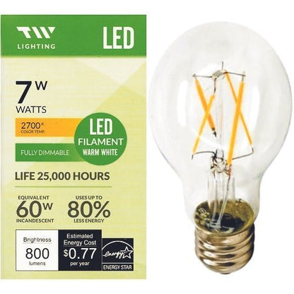 TW Lighting 7 Watt Dimmable LED Filament Light Bulb - Warm White (60W Equiv.) - Dollar Fanatic