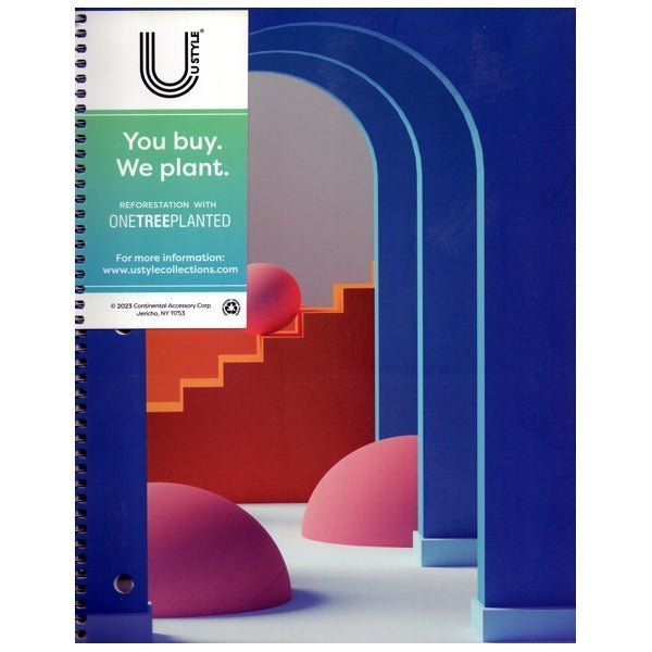 U Style 1 - Subject College Ruled Spiral Notebook - Geometric (80 Sheets) Perforated for Easy Tear - Outs - Dollar Fanatic